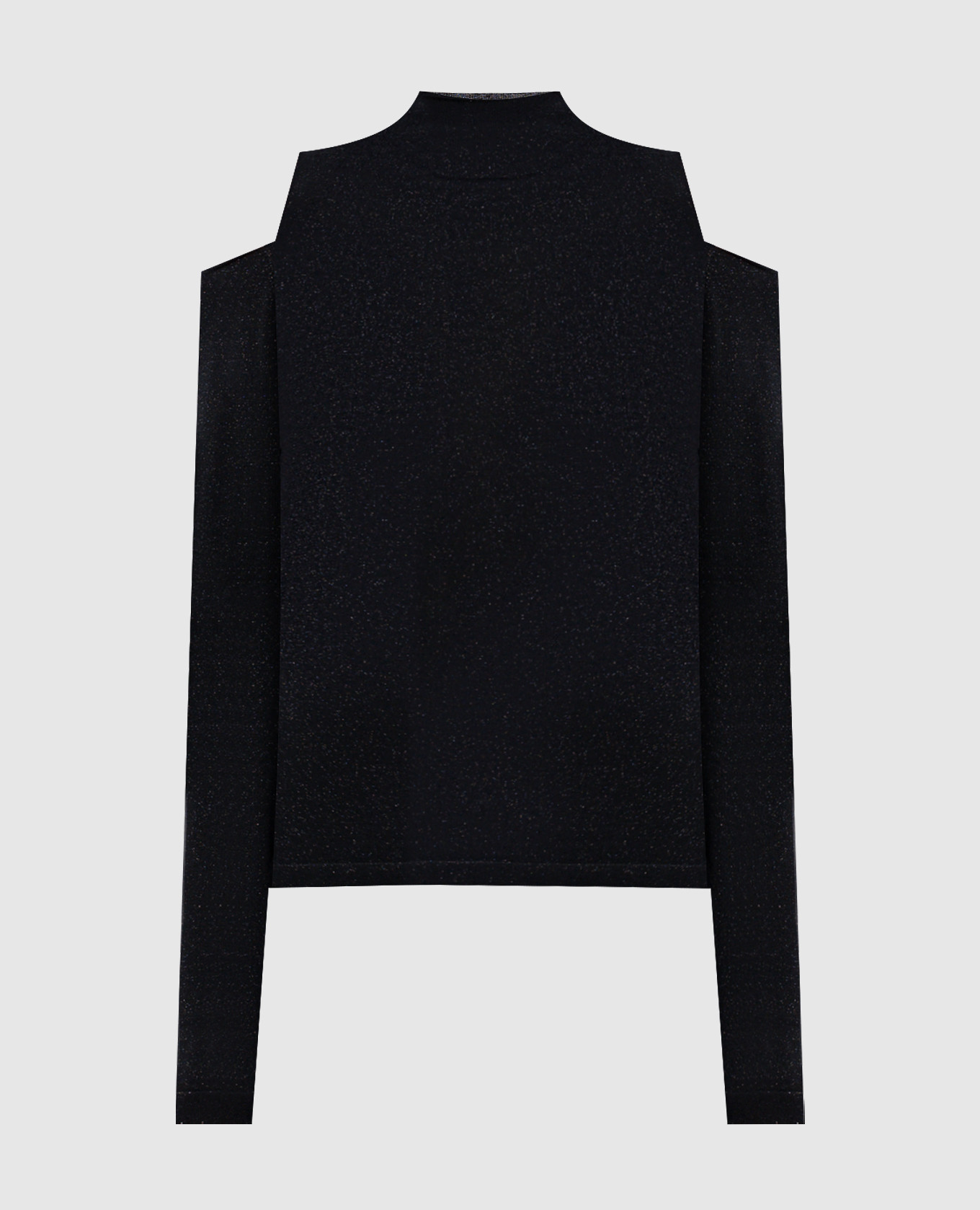 Black wool turtleneck with open shoulders