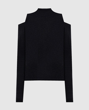 Allude Black wool turtleneck with open shoulders 26564103