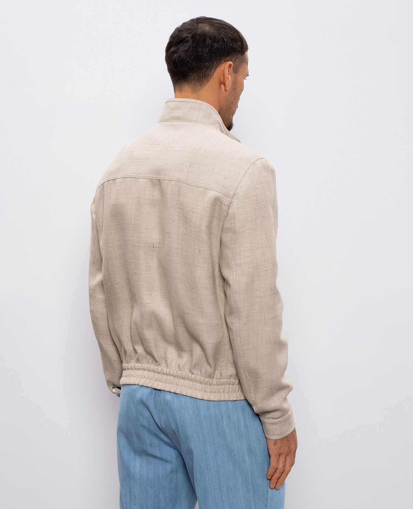 Beige silk, linen and wool jacket Brunello Cucinelli 4