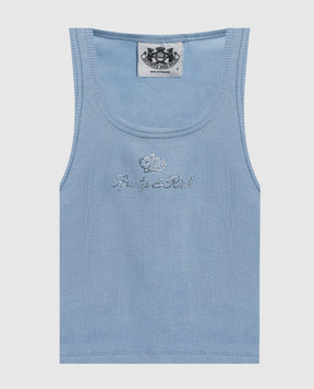Sporty & Rich Juicy Crown blue ribbed top TO116716689BL50