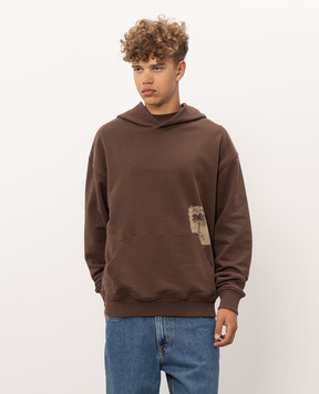 Palm Angels Brown hoodie with logo print PAMBB003FL006