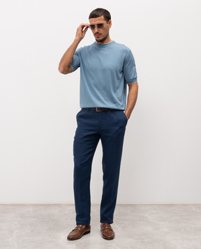 Stefano Ricci Blue linen pants M1T80A0003L0005Q