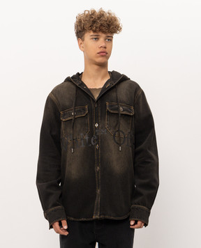 Off-White Black denim shirt with logo print 44MYD05XF26D002