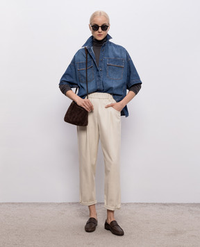 Brunello Cucinelli Beige trousers with lapels MP126P8417