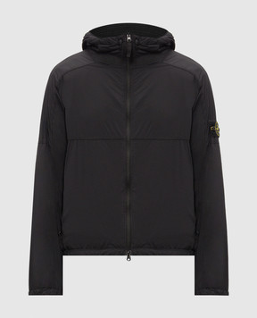 Stone Island Black windbreaker with logo patch L2S15Q100020S0474