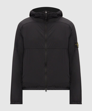 Black windbreaker with logo patch
