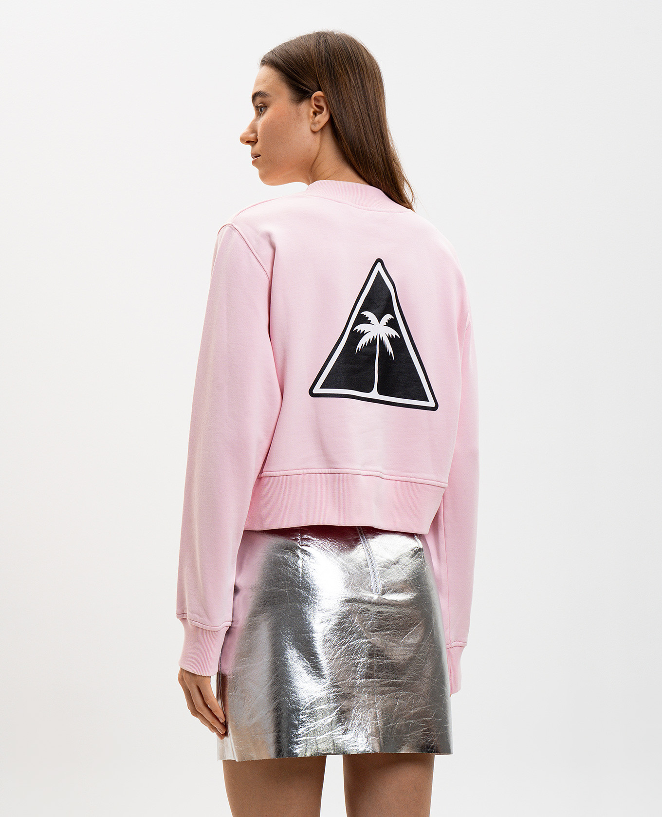 Pink sweatshirt with logo print Palm Angels 4