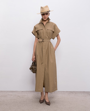 Brunello Cucinelli Beige shirt dress with monil chain ML140A5475