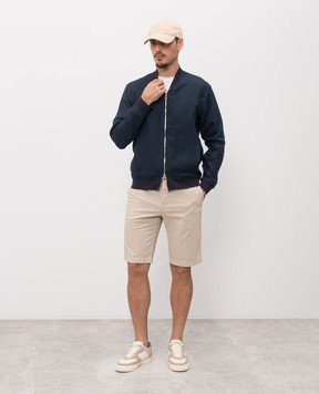 Kiton Blue linen bomber jacket UGO001H09690