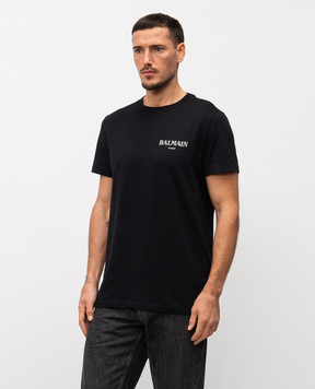 Balmain Black t-shirt with logo print FH1EF000GD84