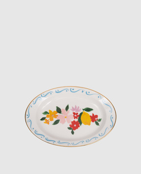 Bitossi Home White porcelain oval plate Flowers and Lemons FTB02102