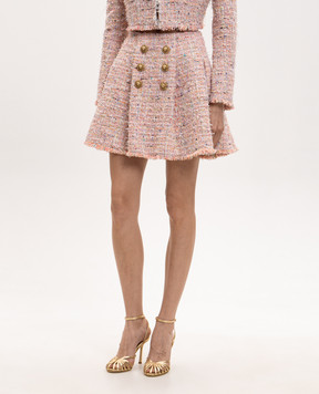 Balmain Pink tweed skirt HF1LA680XM17