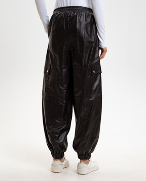 Max & Co Brown leather cargo jogger pants MCOCANTORE