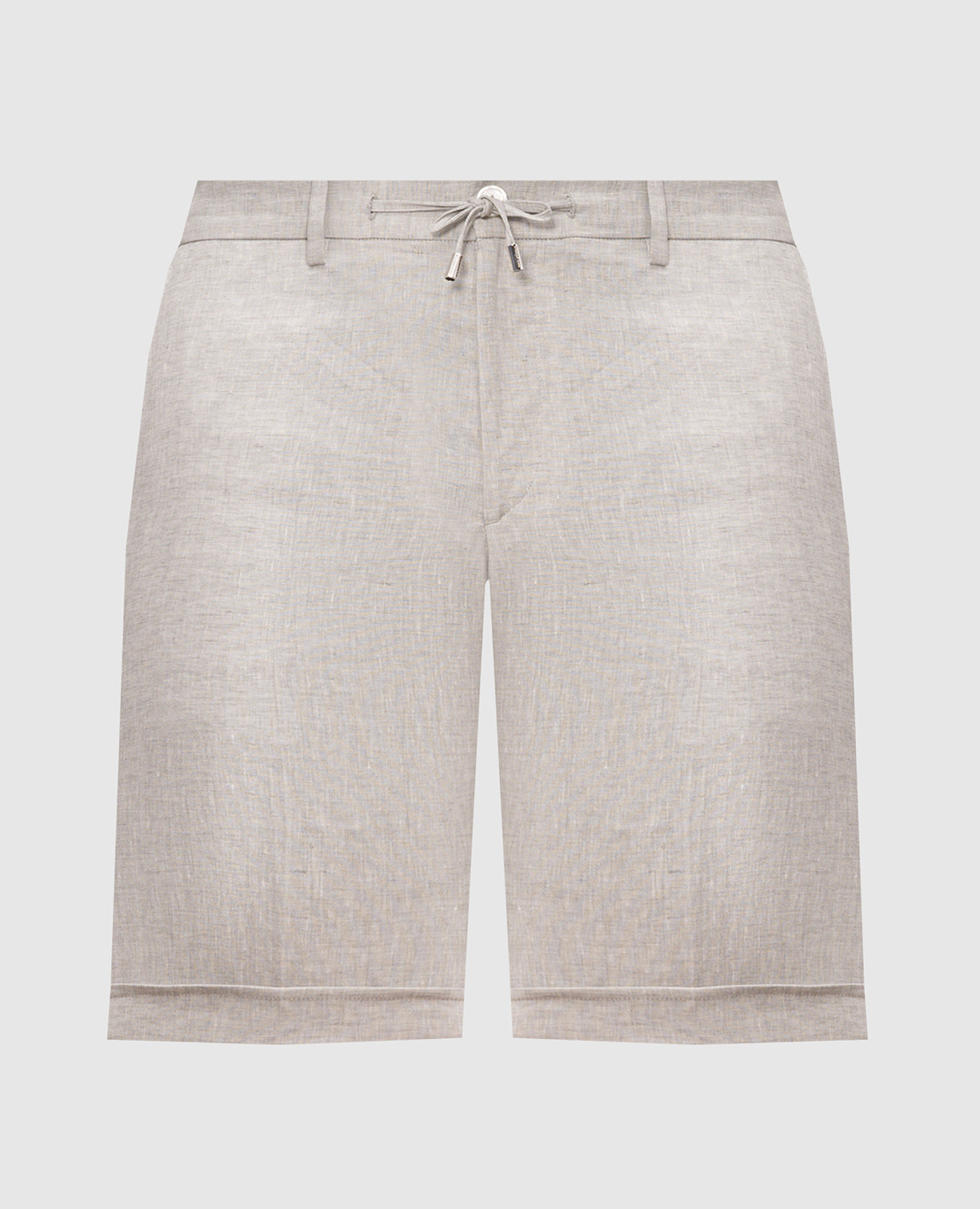 Gray linen shorts with embroidery