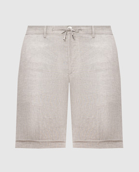 Stefano Ricci Gray linen shorts with embroidery MCT80R0016L0005Q
