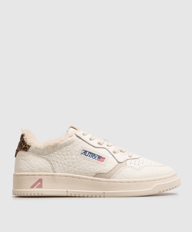 MEDALIST ivory leather sneakers with fur