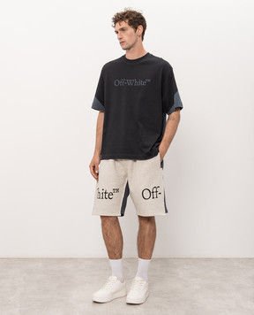 Off-White Blue t-shirt with logo print 44MAA120F26J01D