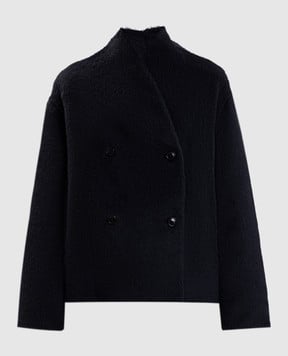 Loulou de Saison Blue double-breasted alpaca wool jacket WES