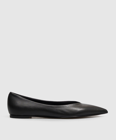 Fergy black leather ballet flats