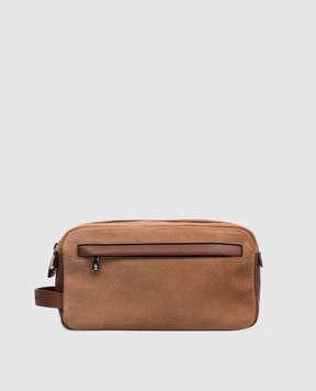 Brunello Cucinelli Brown suede toiletry bag MWDMBU334P
