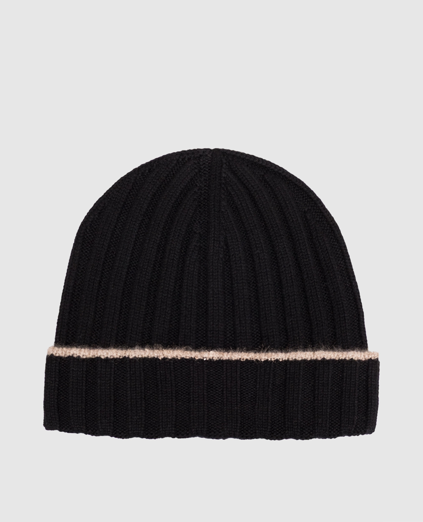 Black cashmere hat with fringe