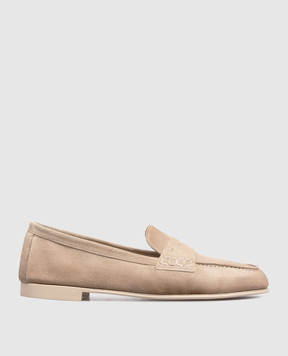 Santoni Beige suede loafers with monogram logo WUVD72025GOMSAEA