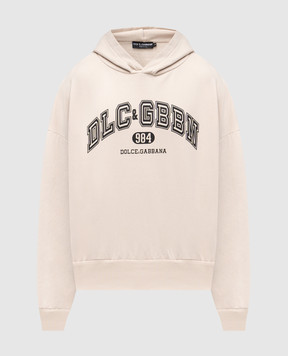 Dolce&Gabbana Beige hoodie with logo print G9BJGTG7PLO