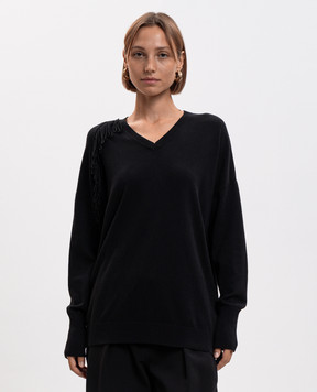 Twinset Black pullover with fringe 262AP3012
