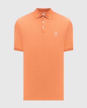 Brunello Cucinelli Orange polo shirt with logo print ME8548788