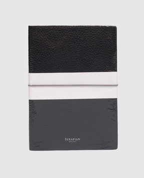 Serapian Black leather notebook with elastic band SRCACUAC706346A004