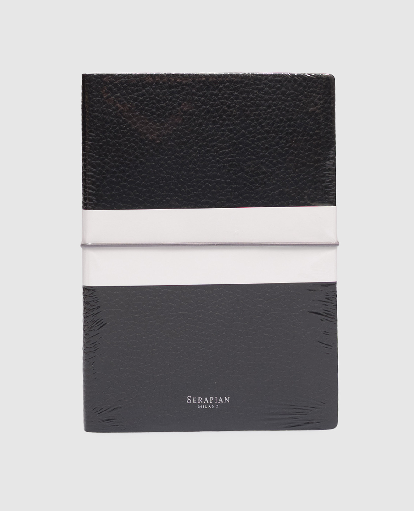 

Black leather notebook with elastic band Serapian