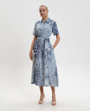 Simkhai Audria blue floral print shirt dress 1261193SW