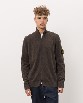 Stone Island Brown wool cardigan L2S155100023S00B4