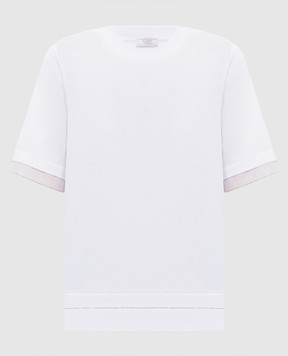 Peserico White T-shirt with a monil chain A06739J00070A