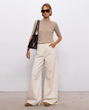 Max Mara Weekend Ivory denim palazzos with logo patch WKDCANNETI