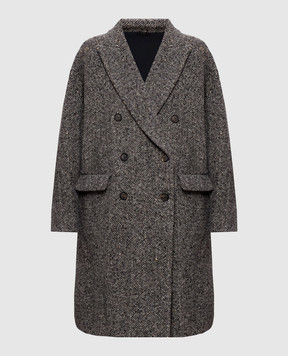 Brunello Cucinelli Gray double-breasted coat with wool MG5709954
