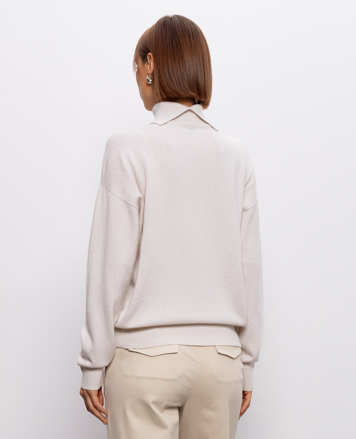 

Ivory wool, silk and cashmere turtleneck Peserico, Beige
