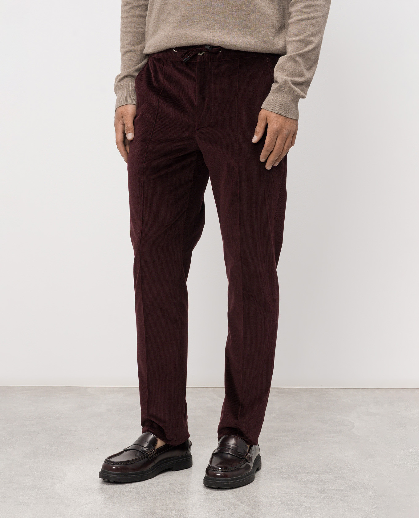Burgundy corduroy pants with wool ISAIA 3