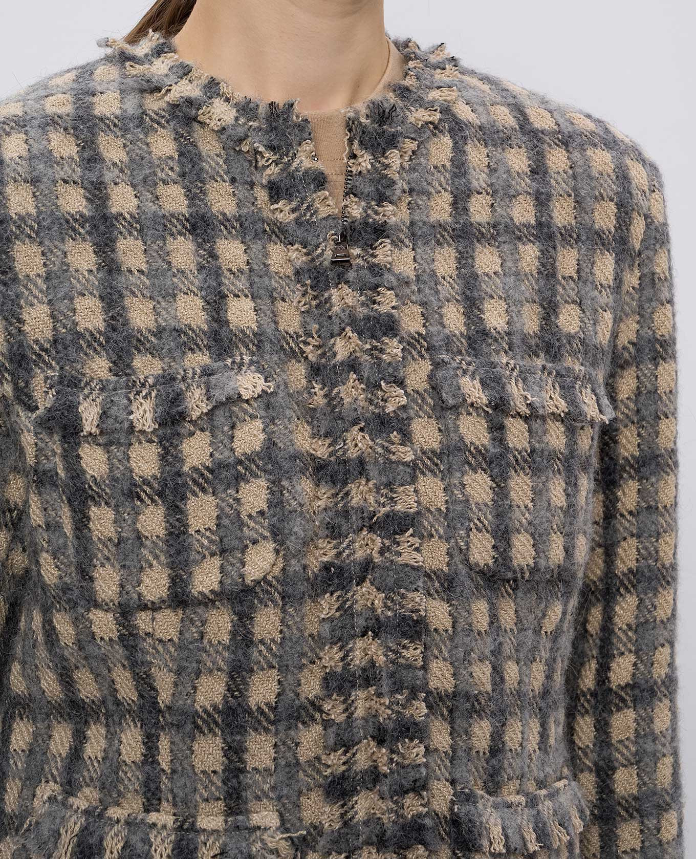 

Gray jacket with hemp and alpaca wool in a check pattern Ballantyne, Grey