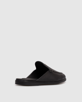 Stefano Ricci Black leather mules with emblem UC64G2395MR