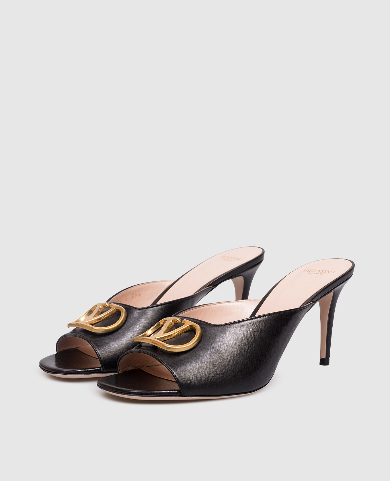 VLogo Signature Black Leather Mules Valentino 2