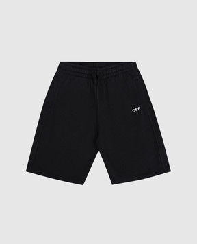 Off-White Children's black shorts with Off logo print 44BCI001S26F003