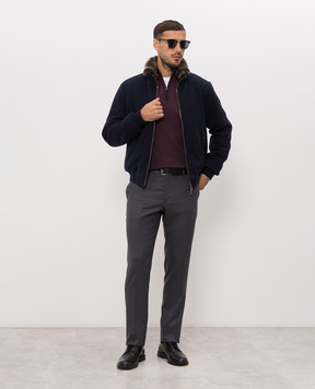 MooRER BELLATI blue down jacket made of wool and cashmere with fur BELLATIMRW