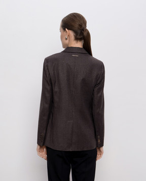 Peserico Brown wool jacket with lurex A0120203359