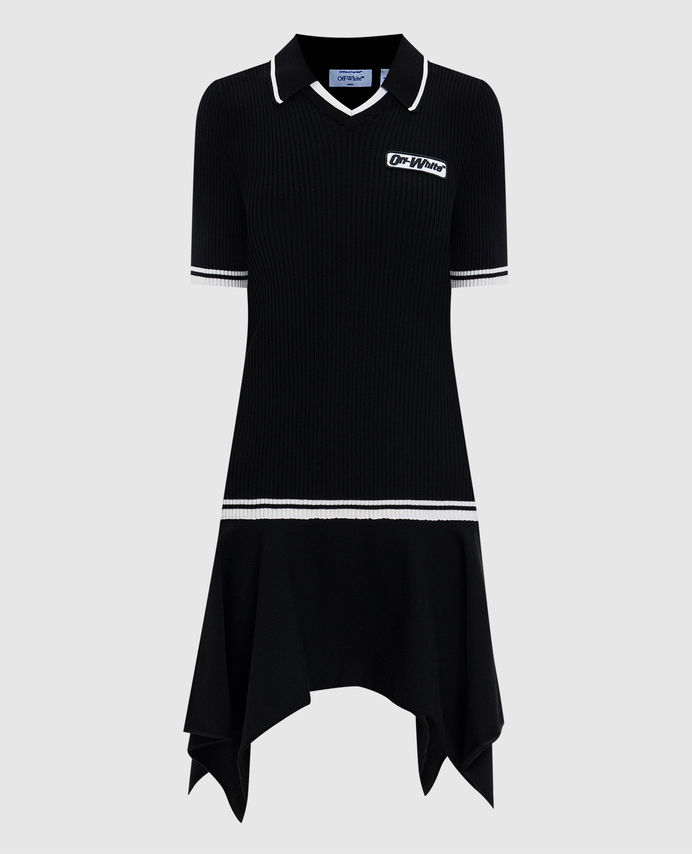 

Black ribbed logo mini polo dress Off-White