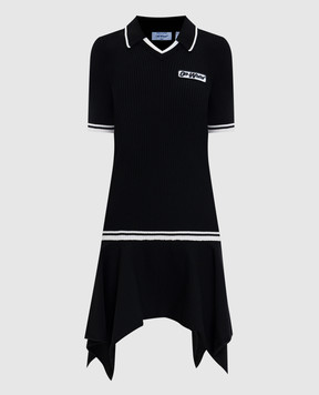 Off-White Black ribbed logo mini polo dress 2HI12WS26KNI001