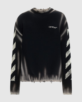 Off-White Diag Corrosion black sweater with holes 44MHE20US26K003