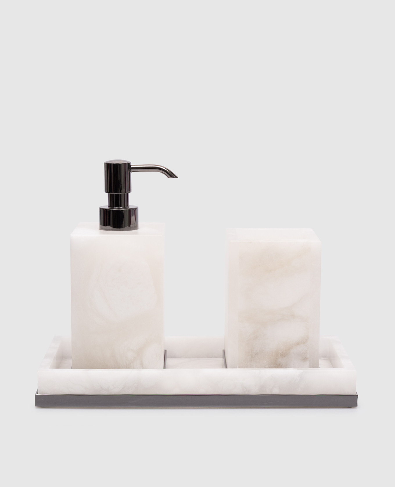 

Baster Square bathroom set with dispenser, glass and tray Treesseci, White