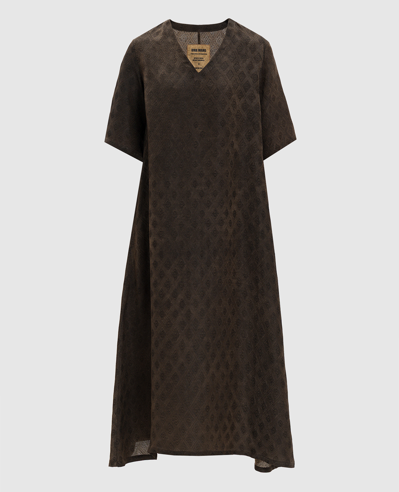 Brown Apostle dress with geometric pattern