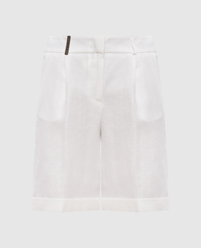 Peserico White linen shorts with lapels A0419202606